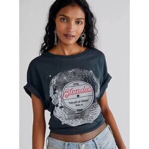 LETLUV for Anthropologie Blondie Heart of Glass Disco Ball Graphic Tee Size S